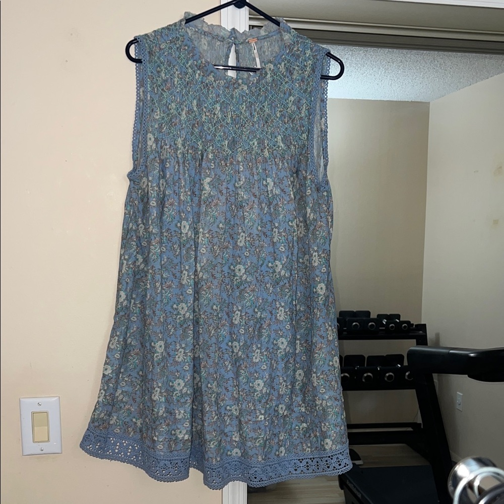 NWOT Free People Floral Coquette Mini Dress Blue Size: Medium